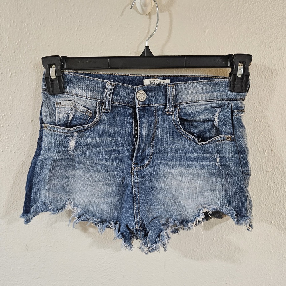 Mudd Jeans‎ Distressed Frayed Denim Jean Shorts Cutoffs Blue Wash Size 5